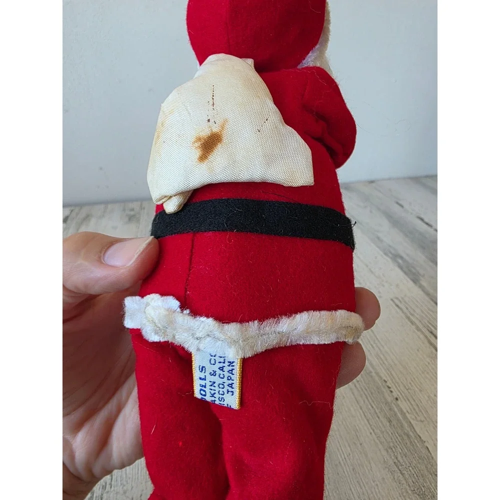 Antique dream doll Santa plush jointed felt rubber face Xmas decor statue